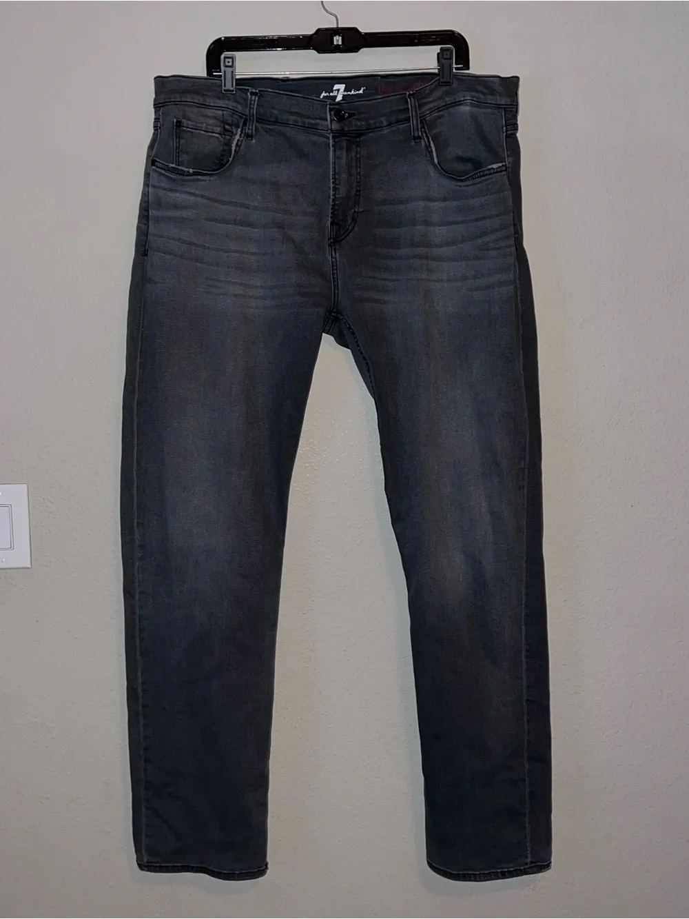 7 For All Mankind Straight Black Jeans 40 Y2K Indie Sleaze Designer Denim 2010’s